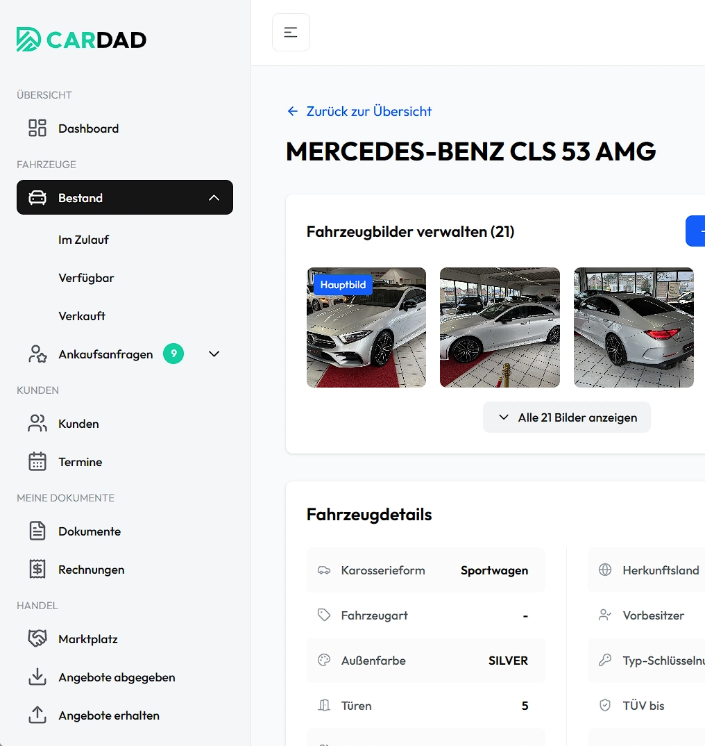 CARDAD FMS Desktop-Ansicht